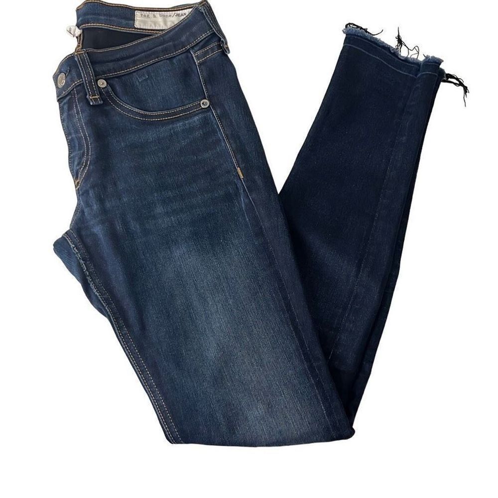 RAG & BONE women's skinny blue jeans sz 26 stretch casual raw hem